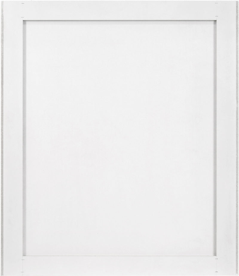 Modernist White Wood Veneer And Stainless Steel Base Mirror