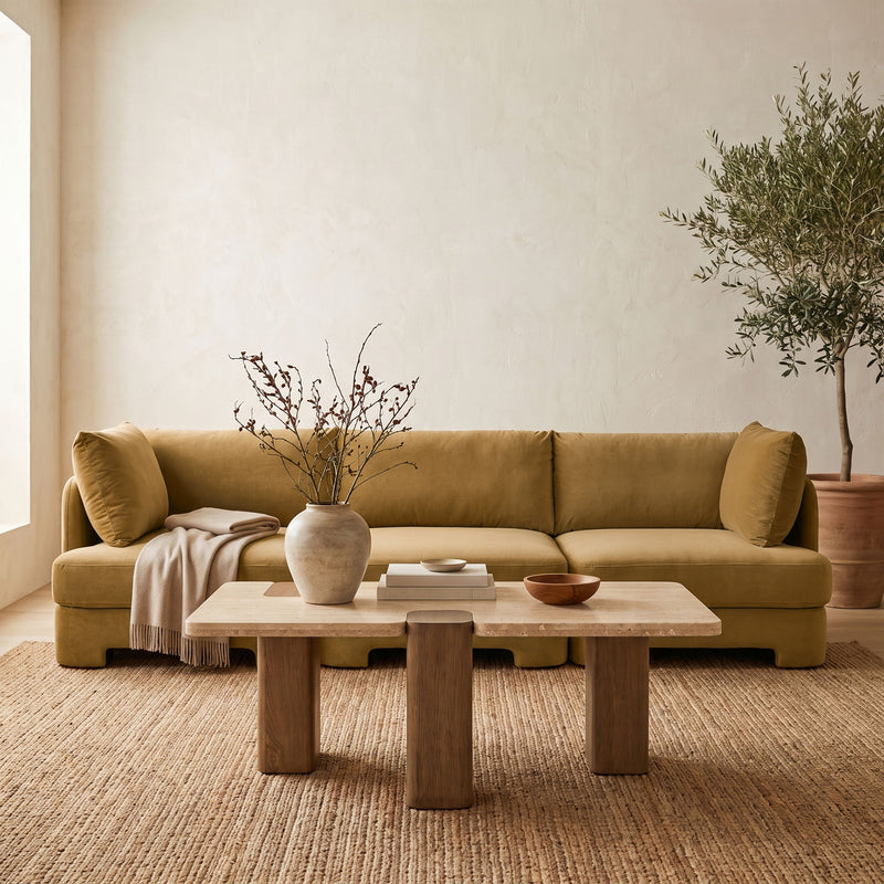 Hammond - Velvet Performance Fabric Upholstered 3 Piece Sofa