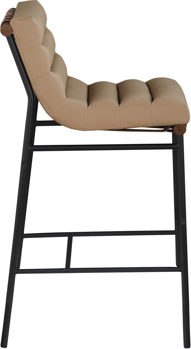 Burke Tan Vegan Leather Upholstered Bar Stool