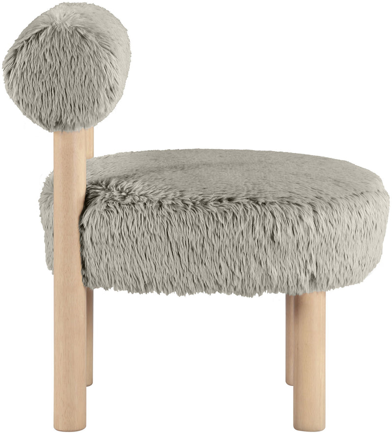 Ambre Taupe Vegan Shearling Fabric Upholstered Accent Chair