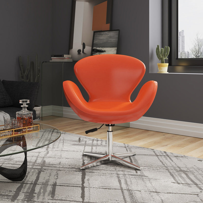 Manhattan Raspberry - Vegan Leather Swivel Lounge Chair