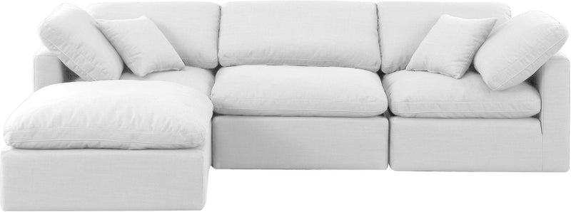 Indulge 105" White Linen Textured Fabric Upholstered 4pc. Modular Sectional