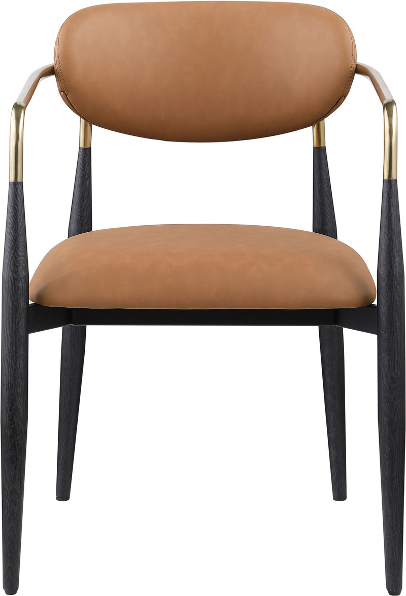 Ronda - Vegan Leather Upholstered Dining Arm Chair - Black Legs