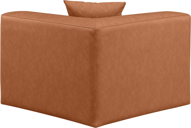 Cube Cognac Vegan Leather Upholstered Modular Corner Chair