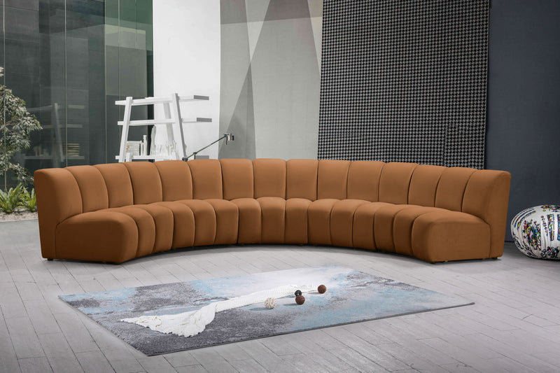 Infinity 167" Saddle Velvet Upholstered 5pc. Modular Sectional