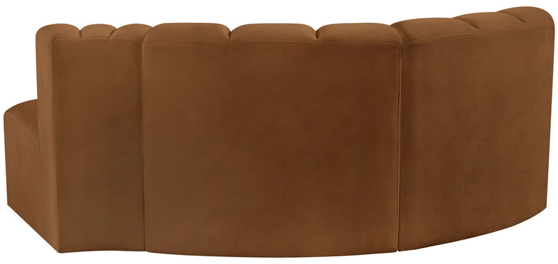 Arc 70" Saddle Velvet Upholstered 3pc. Modular Sectional