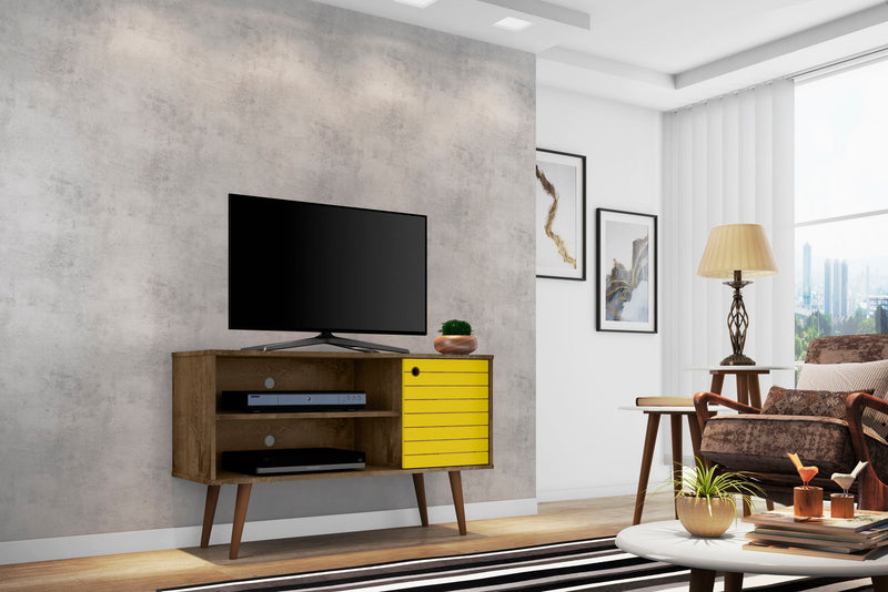 Manhattan Liberty - TV Stand With Rustic Brown Frame