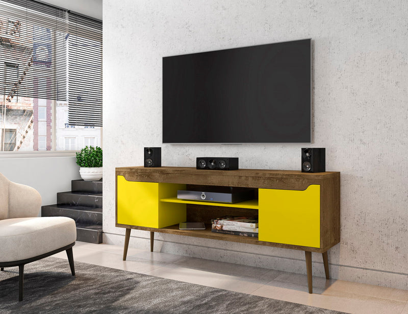 Manhattan Bradley - TV Stand With Rustic Brown Base