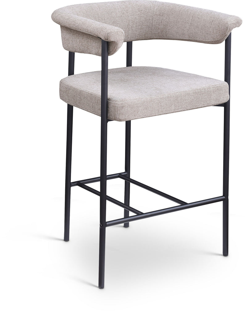 Malin Taupe Linen Textured Fabric Upholstered Counter Stool