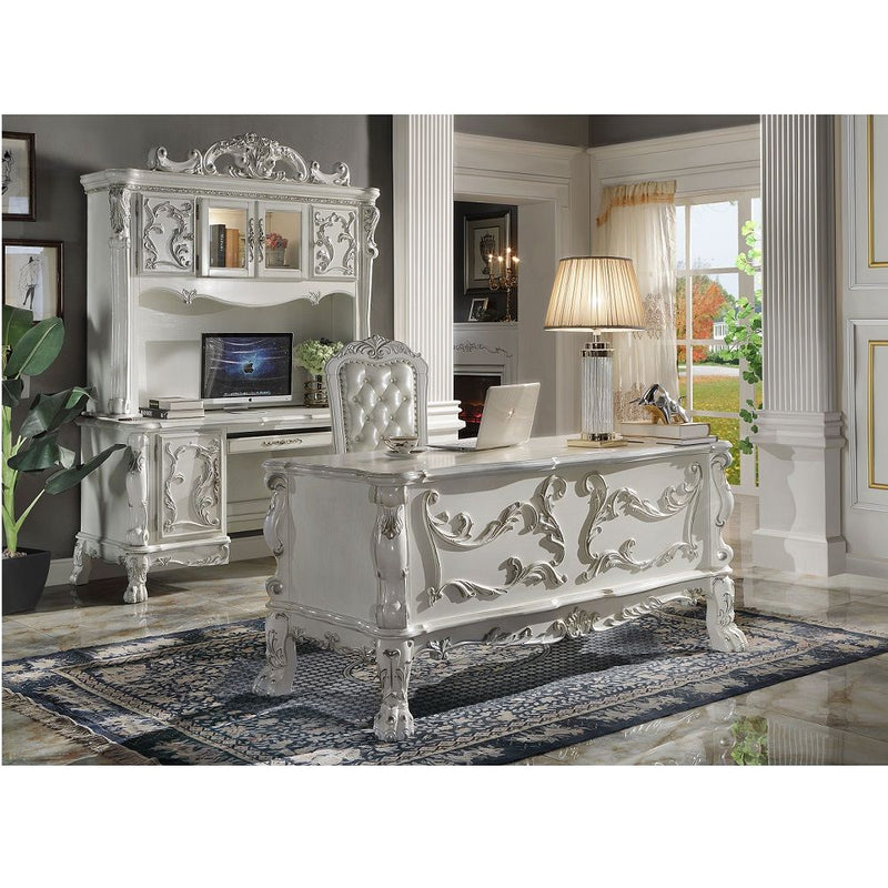 Dresden - Computer Desk & Hutch - Bone White
