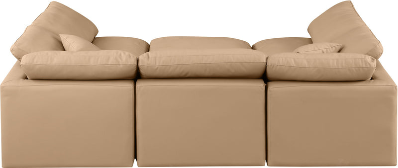 Indulge 105" Tan Vegan Leather Upholstered 6pc. Modular Sectional