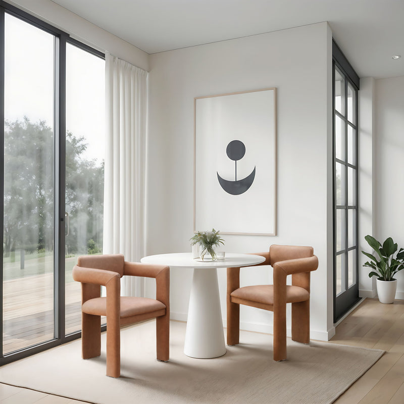 Brenda Cognac Vegan Leather Upholstered Dining Chair