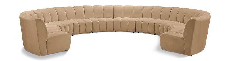 Infinity 183" Camel Velvet Upholstered 10pc. Modular Sectional