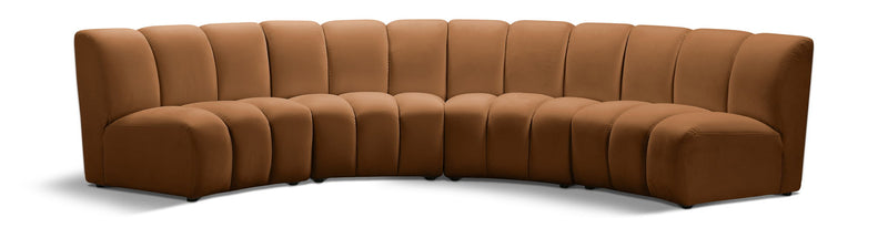 Infinity 148" Saddle Velvet Upholstered 4pc. Modular Sectional