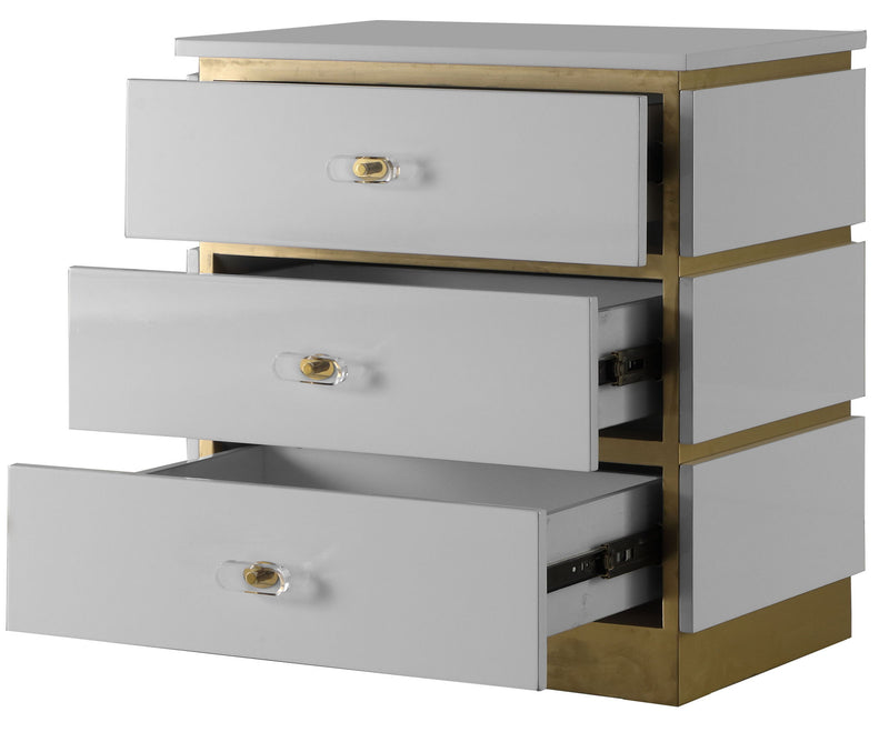 Esme White Lacquer Finish And Metal Side Table