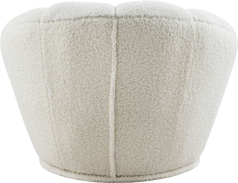 Dream White Faux Sheepskin Fur Upholstered Swivel Accent Chair