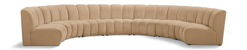 Infinity 183" Camel Velvet Upholstered 7pc. Modular Sectional