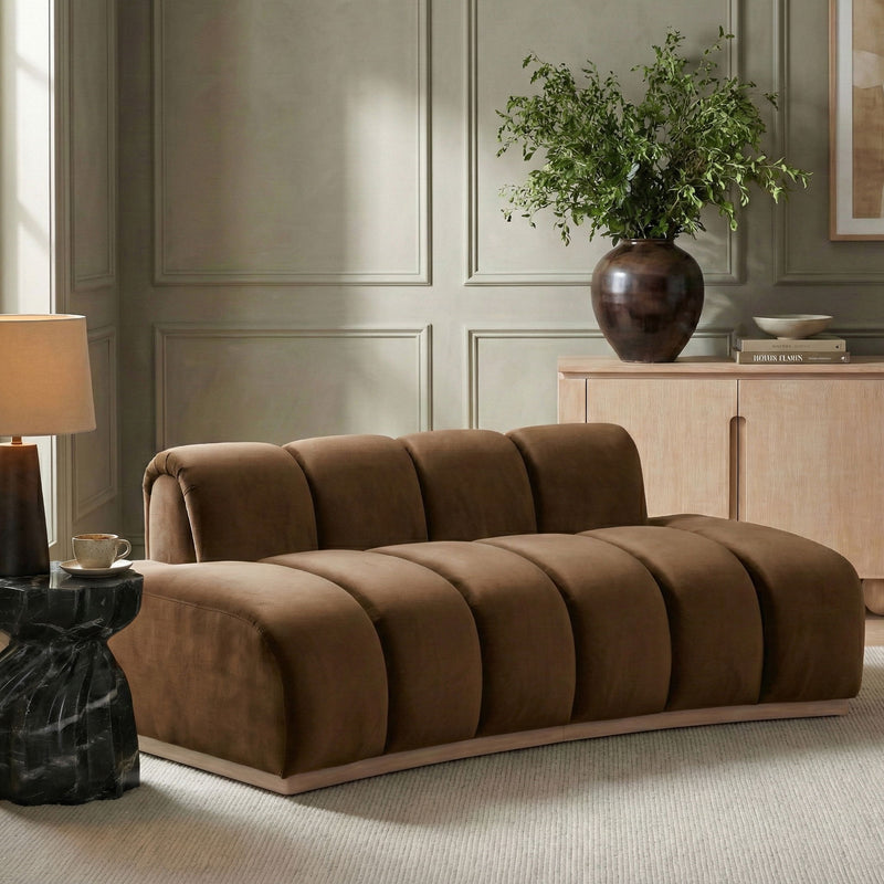 Jace 78.5" Saddle Velvet Upholstered Loveseat