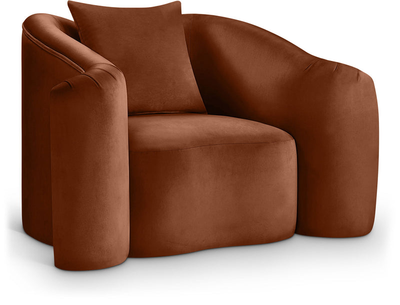 Destin Cognac Velvet Upholstered Chair