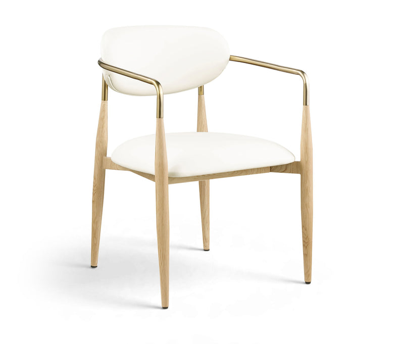 Ronda - Vegan Leather Upholstered Dining Arm Chair - Natural Legs