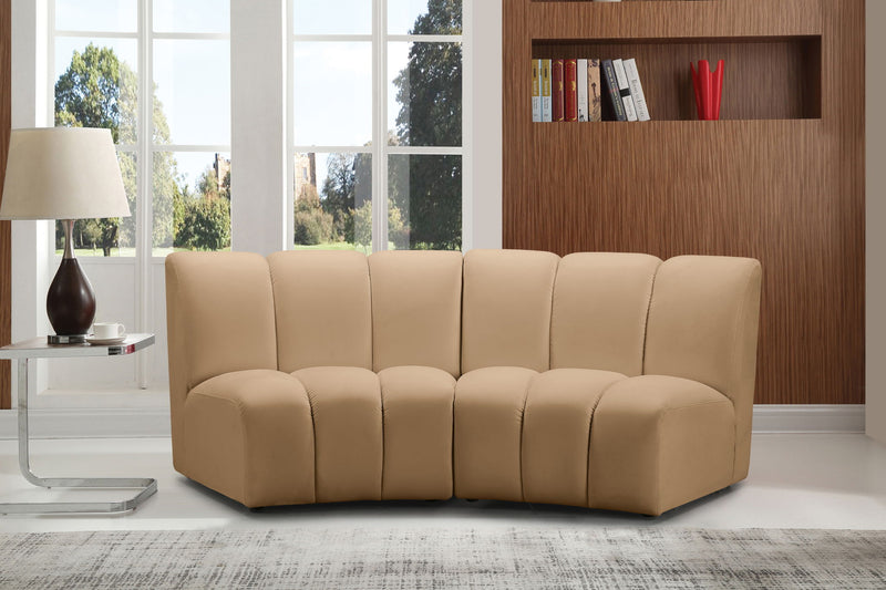 Infinity 83" Camel Velvet Upholstered 2pc. Modular Sectional