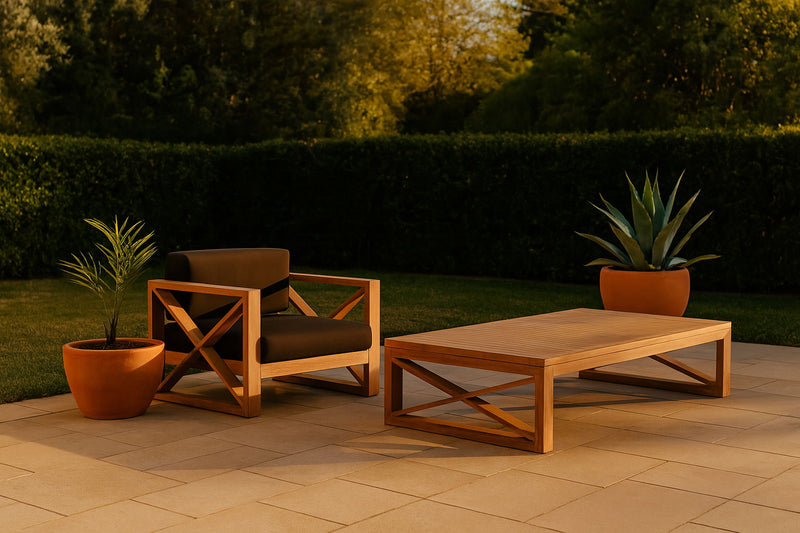 Anguilla Natural Teak Wood Outdoor Patio Coffee Table