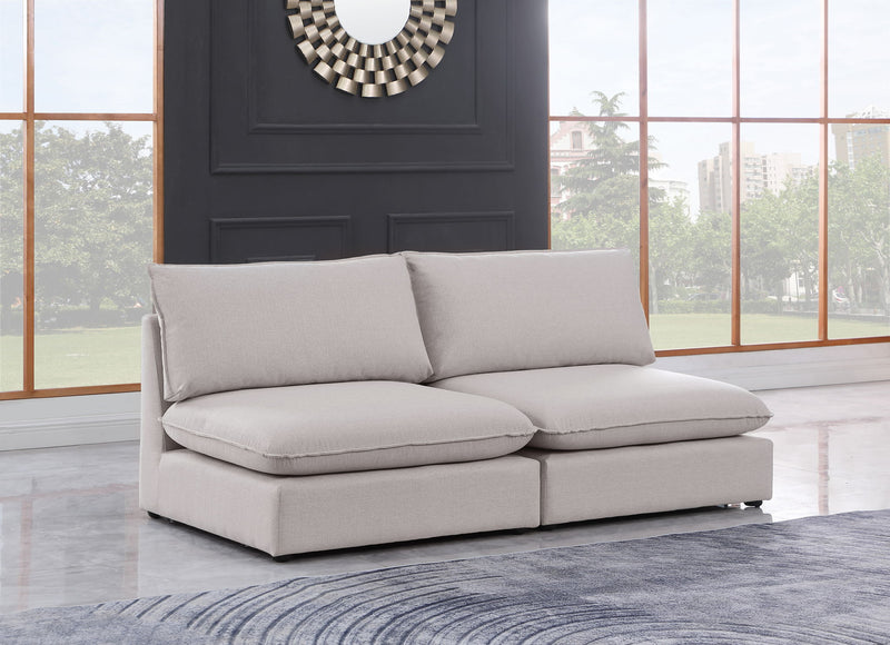 Mackenzie 80" Linen Textured Fabric Upholstered 2pc. Armless Modular Loveseat