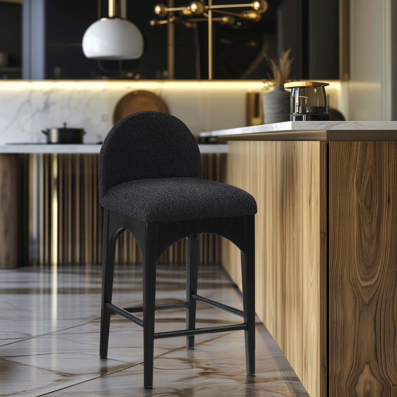Waldorf - Boucle Stool With Black Legs