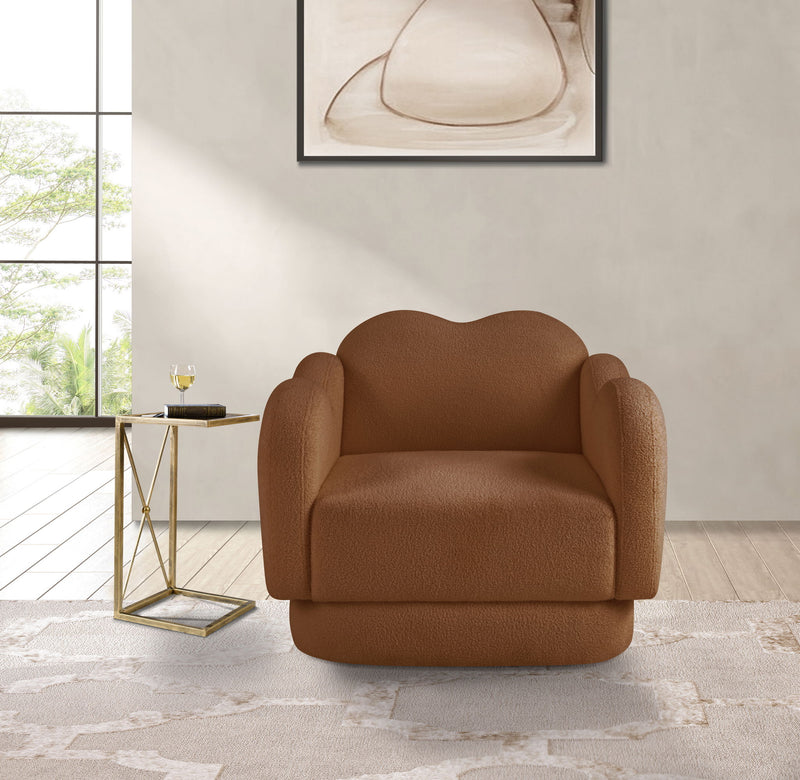 Bloom Saddle Teddy Fabric Upholstered Chair