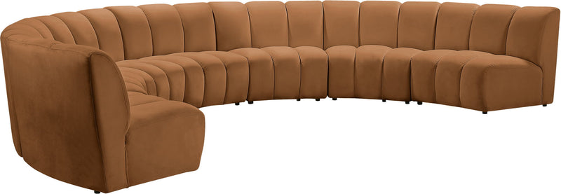 Infinity 183" Saddle Velvet Upholstered 7pc. Modular Sectional