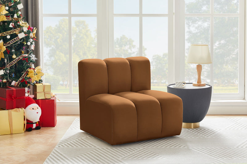 Arc Saddle Velvet Upholstered Modular Straight Chair
