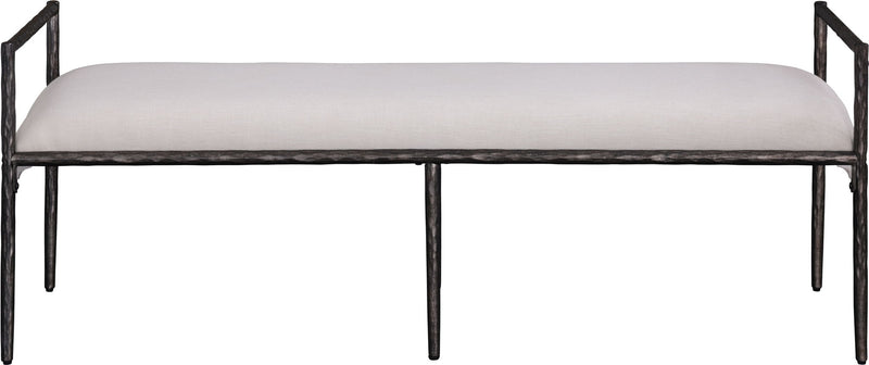 Axis - Linen Textured  Beige Fabric Upholstered Bench