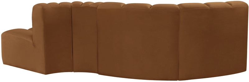 Arc 104" Saddle Velvet Upholstered 4pc. Modular Sectional