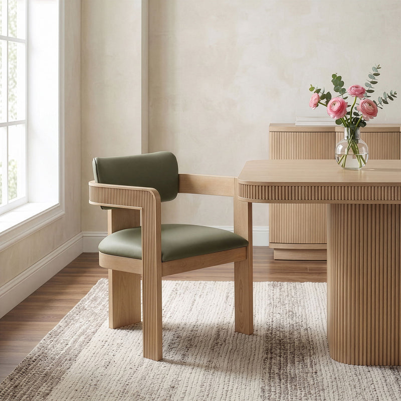 Sacha - Vegan Leather Upholstered Dining Chair With Natural Base (Set of 2)