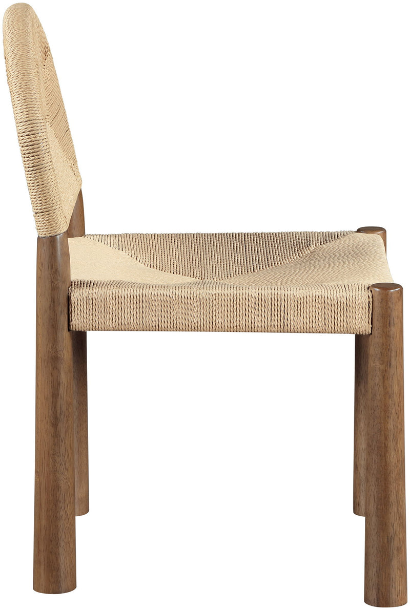 Bohemia Beige Woven Seagrass Cord And Solid Wood Dining Chair
