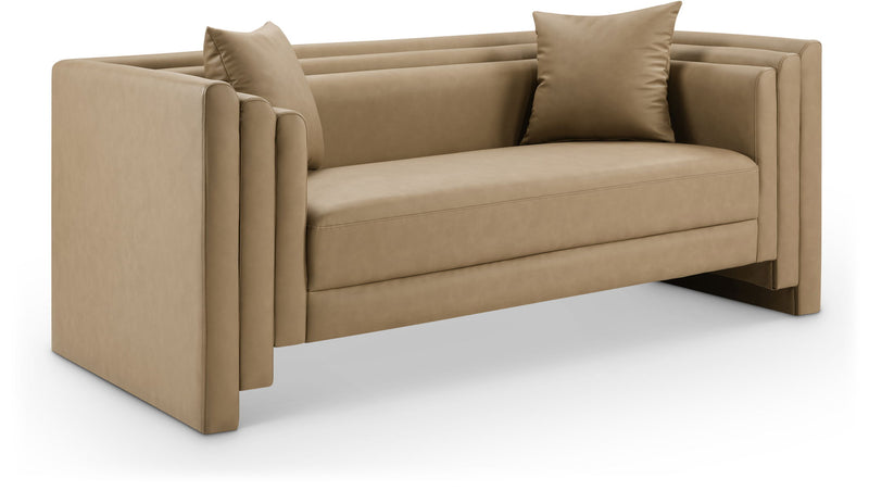 Everett 67" Tan Vegan Leather Upholstered Loveseat