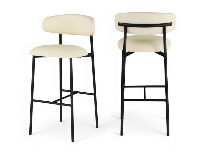 Lupita Cream Vegan Leather Upholstered Bar Stool