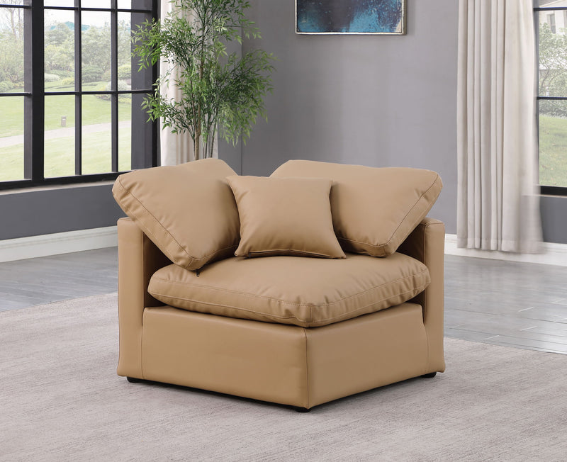 Indulge Tan Vegan Leather Upholstered Modular Corner Chair