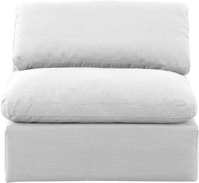 Indulge White Linen Textured Fabric Upholstered Modular Armless Chair