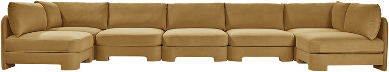 Hammond - Velvet Performance Fabric Upholstered 7 Piece U-Shaped Armless Sectional