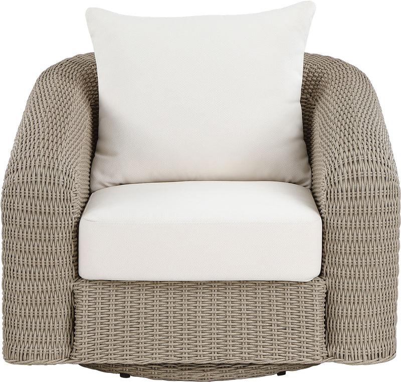 Seacrest - Olefin Water Resistant Fabric And Wicker Outdoor Patio Swivel Chair