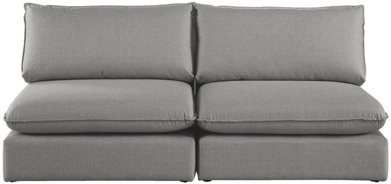 Mackenzie 80" Linen Textured Fabric Upholstered 2pc. Armless Modular Loveseat