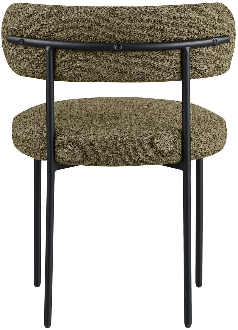 Beacon Olive Green Boucle Fabric Upholstered Dining Chair