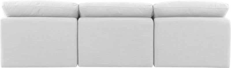 Indulge 105" White Linen Textured Fabric Upholstered 3pc. Armless Modular Sofa