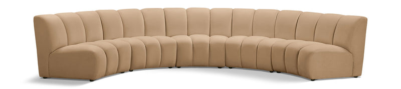 Infinity 167" Camel Velvet Upholstered 5pc. Modular Sectional