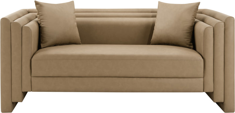 Everett 67" Tan Vegan Leather Upholstered Loveseat