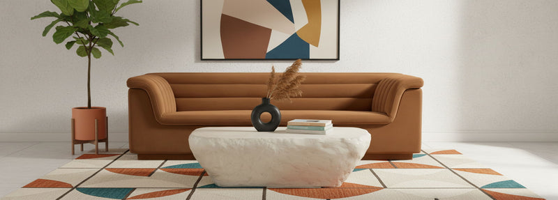 Cascade 94" Saddle Velvet Upholstered Sofa