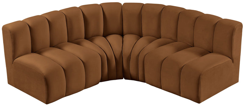 Arc 103" Saddle Velvet Upholstered 4pc. Modular Sectional