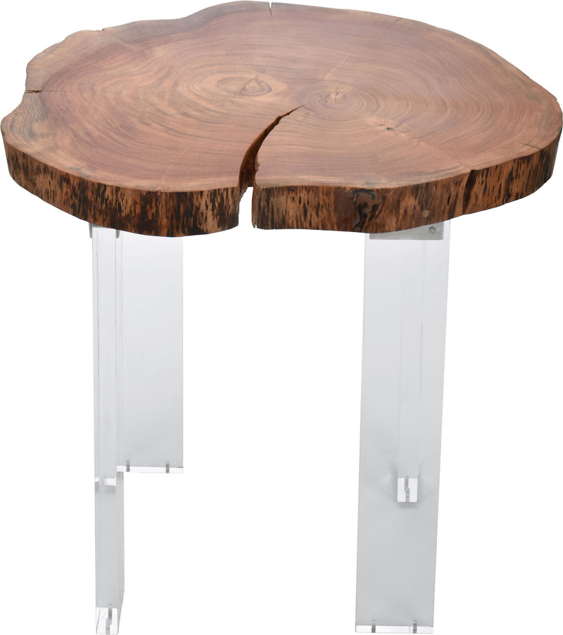 Woodland Natural Acacia Wood Top And Acrylic Base End / Side Table