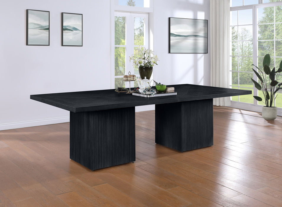 Belinda 54" Black Solid Wood and Oak Veneer Modular Dining Table